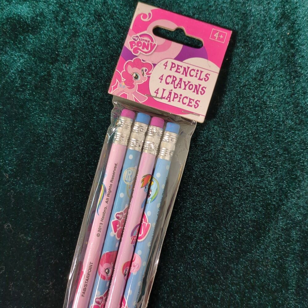 My Little Pony Wood Pencils 4 Pack 2013 Twilight Sparkle Rainbow Dash Pinkie Pie